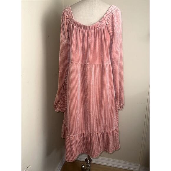 NEW Suzanne Betro Dress Dusty Pink Ribbed Stretch Maxi Ruffle Hem Size Large NEW - Picture 7 of 10